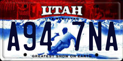 UT license plate A947NA
