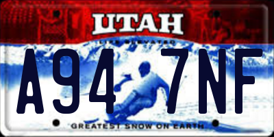 UT license plate A947NF