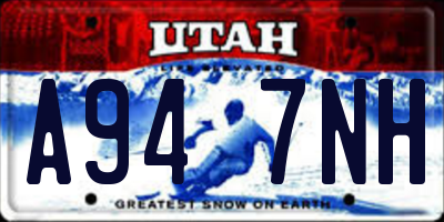 UT license plate A947NH