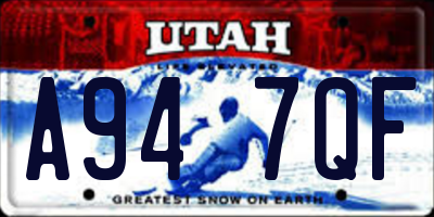 UT license plate A947QF