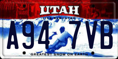 UT license plate A947VB