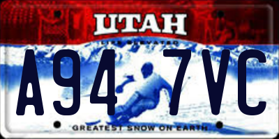 UT license plate A947VC