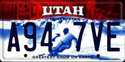 UT license plate A947VE