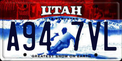 UT license plate A947VL