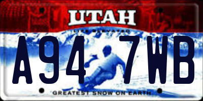 UT license plate A947WB
