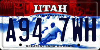 UT license plate A947WH