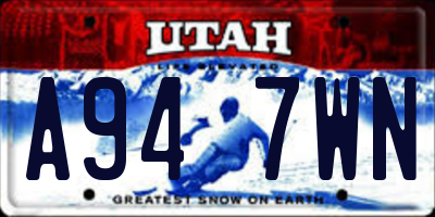 UT license plate A947WN