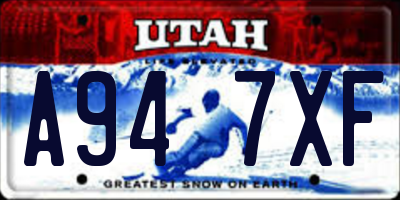 UT license plate A947XF