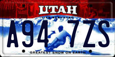 UT license plate A947ZS