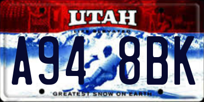UT license plate A948BK