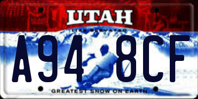 UT license plate A948CF