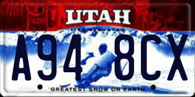 UT license plate A948CX