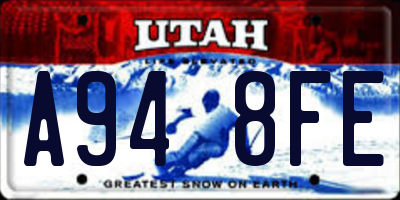 UT license plate A948FE