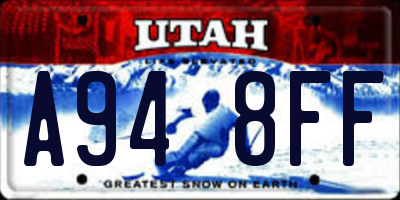 UT license plate A948FF