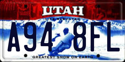 UT license plate A948FL