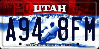 UT license plate A948FM