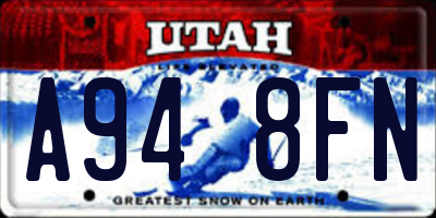 UT license plate A948FN