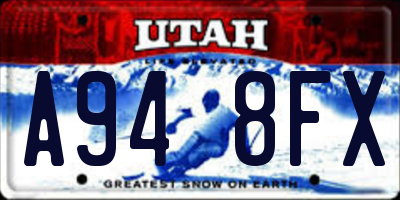 UT license plate A948FX