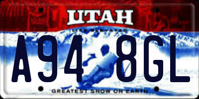 UT license plate A948GL