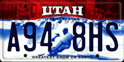 UT license plate A948HS