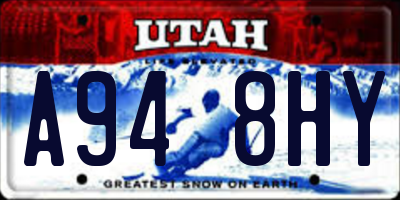 UT license plate A948HY