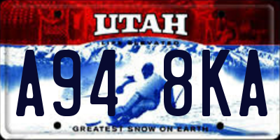 UT license plate A948KA