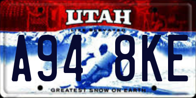 UT license plate A948KE