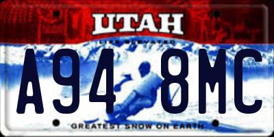 UT license plate A948MC