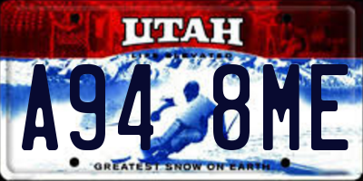 UT license plate A948ME