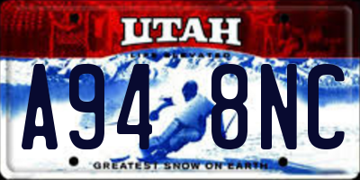 UT license plate A948NC