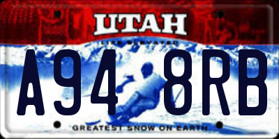 UT license plate A948RB