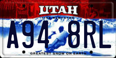 UT license plate A948RL
