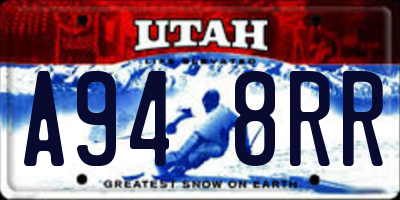 UT license plate A948RR