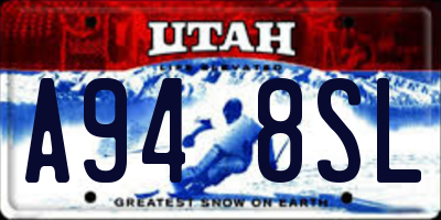 UT license plate A948SL