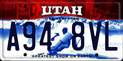 UT license plate A948VL