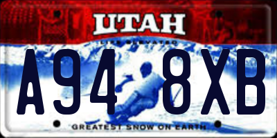UT license plate A948XB