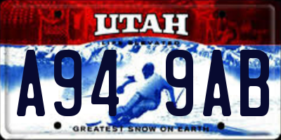 UT license plate A949AB