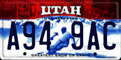 UT license plate A949AC