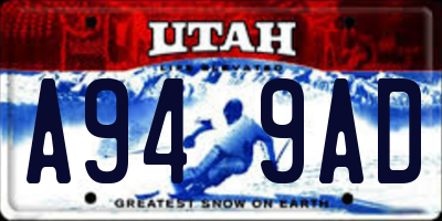 UT license plate A949AD