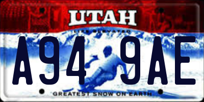 UT license plate A949AE