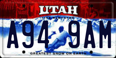 UT license plate A949AM