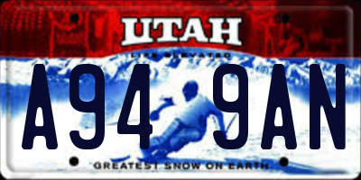 UT license plate A949AN