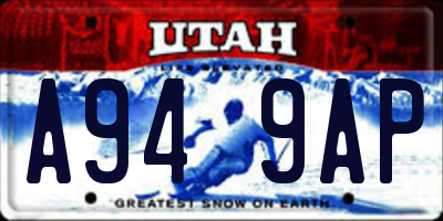 UT license plate A949AP