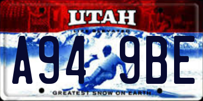 UT license plate A949BE