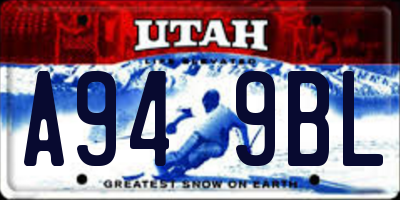 UT license plate A949BL