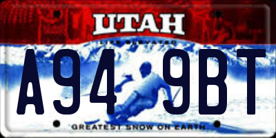 UT license plate A949BT