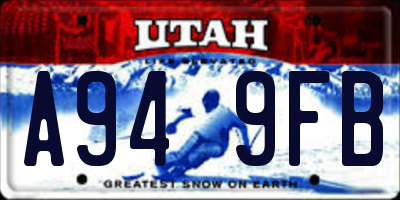 UT license plate A949FB