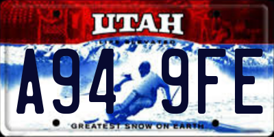 UT license plate A949FE