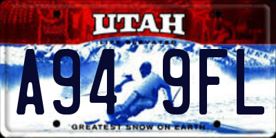 UT license plate A949FL