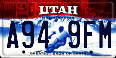UT license plate A949FM